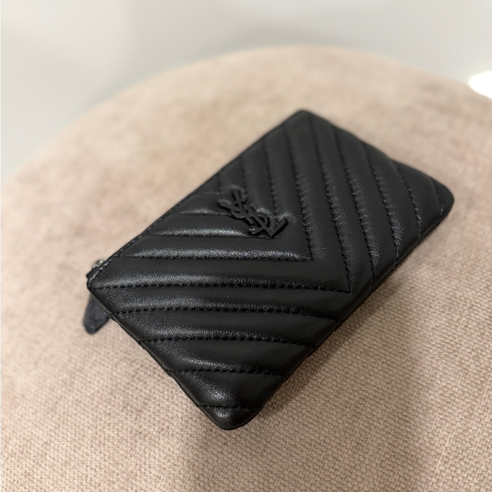 Yves Saint Laurent Black Quilted Card Case